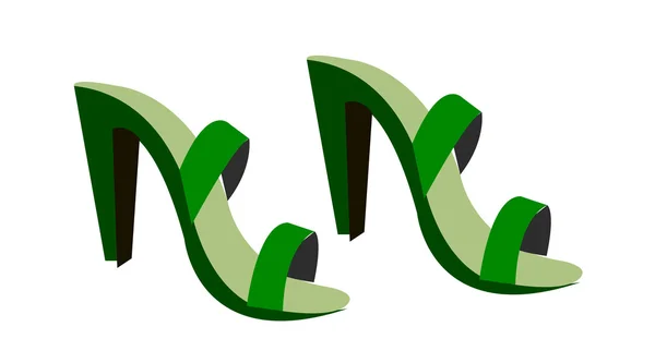 Groene vrouwen schoenen — Stockvector