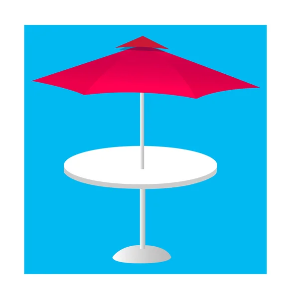 Table in a red umbrella — Stock Vector