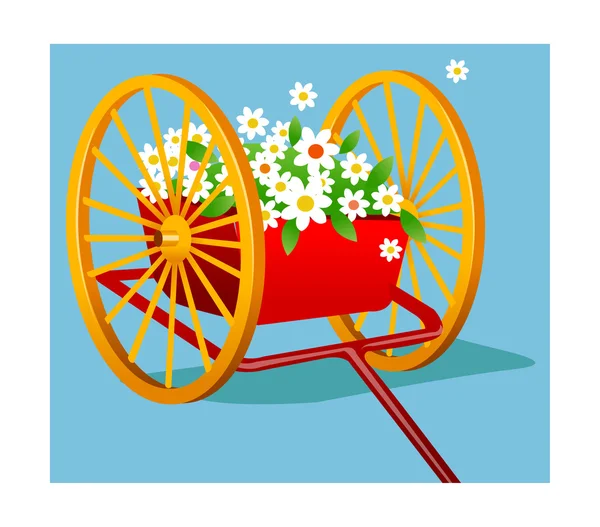 Carriage with white flowers — Stock Vector