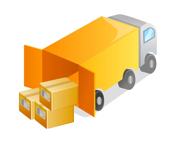 Vector pictogram vrachtwagen en pakket — Stockvector