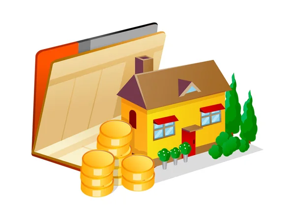 Vector icon bankbook and house — Stock Vector