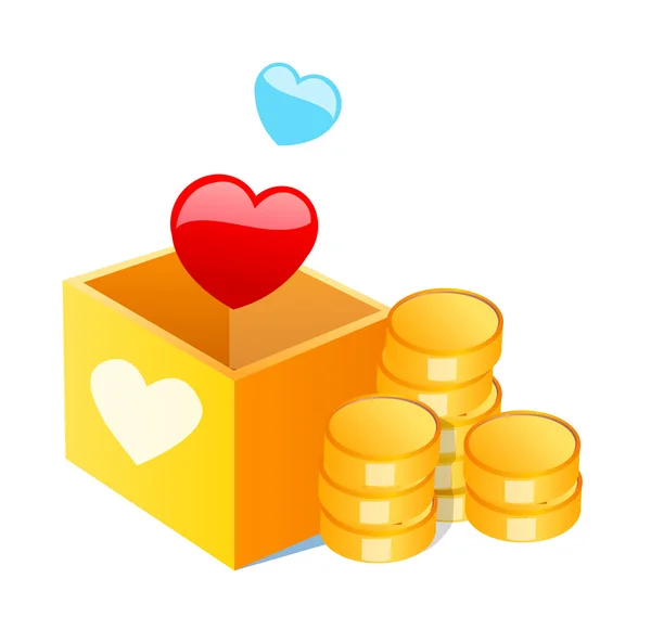 Vector icon cash and heart shape — Stock Vector