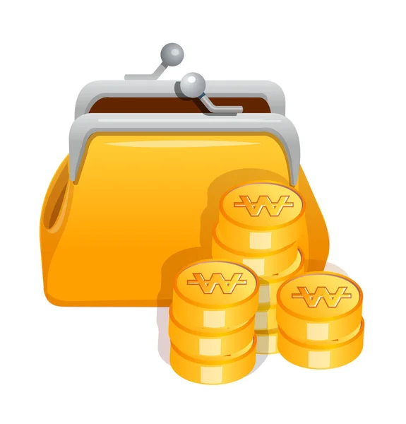 Vector icon purse and cash — Stock Vector