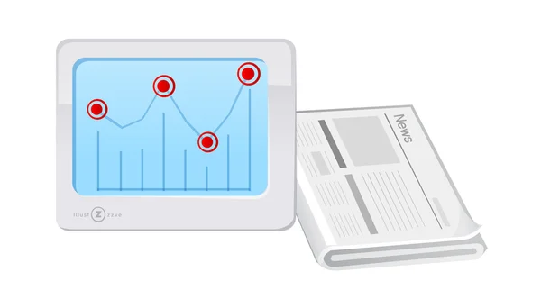 Počítač a noviny — Stockový vektor