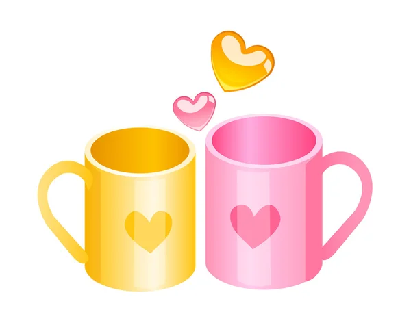 Оранжевая и розовая чашка — стоковый вектор