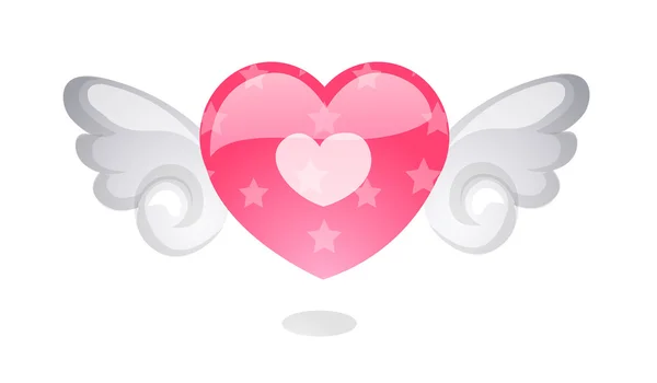 Andělská křídla vektoru a srdce — Stockový vektor