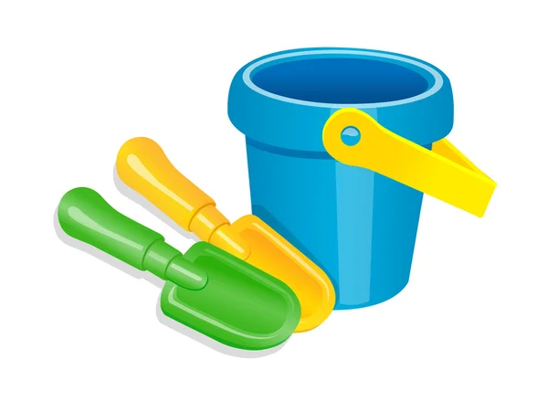 Vector icon toy shovel and bucket — Stock Vector