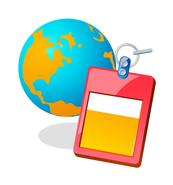 Vector icon globe and ID card — Stock Vector