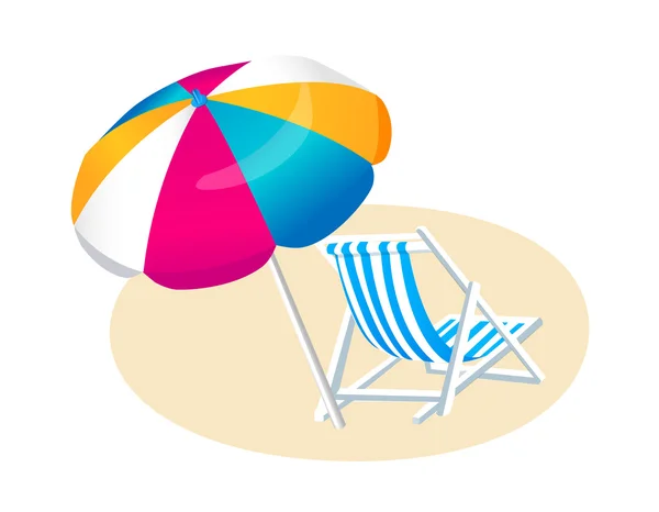 Icône vectorielle parasol de plage et chaise — Image vectorielle