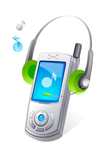 Vector icon mobile phone and head phone — Stock Vector