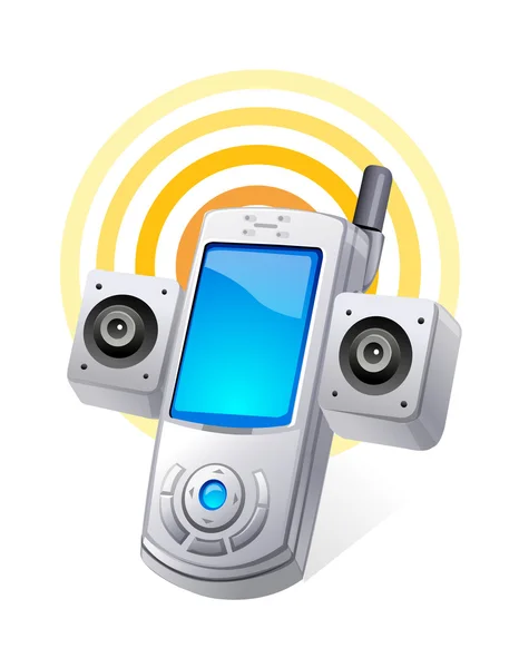Icona vettoriale telefono cellulare e altoparlante — Vettoriale Stock