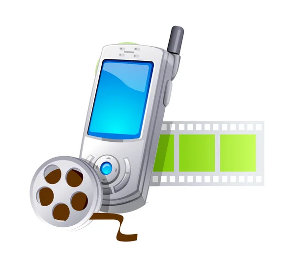 Vektor ikonra a mobil és a film — Stock Vector