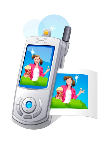 Vector icon mobile phone and photo — Stock Vector