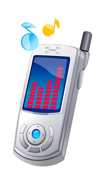 Vector pictogram mobiele telefoon en muziek — Stockvector
