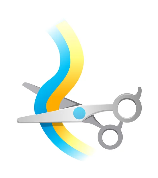 Scissors cut a festive Ribbon — Stock Vector