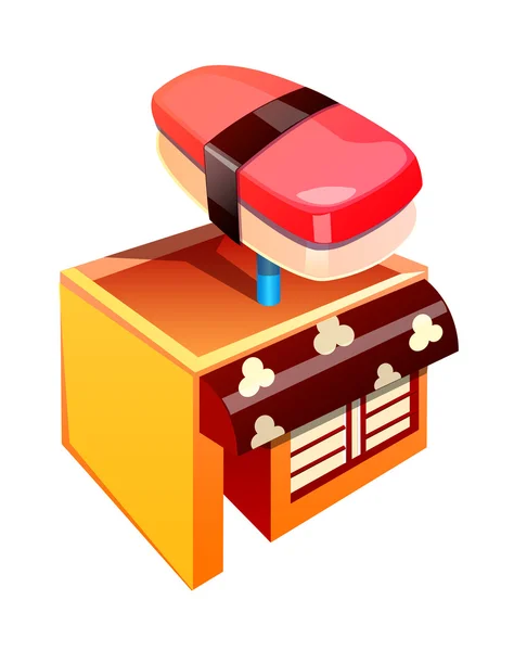 Tienda de sushi con icono de vector — Vector de stock