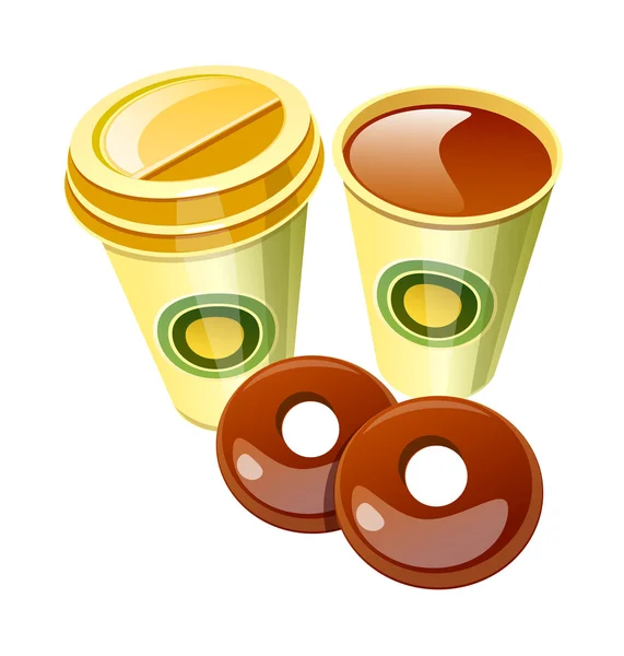 Vector icon dougnut and drinks — Stock Vector