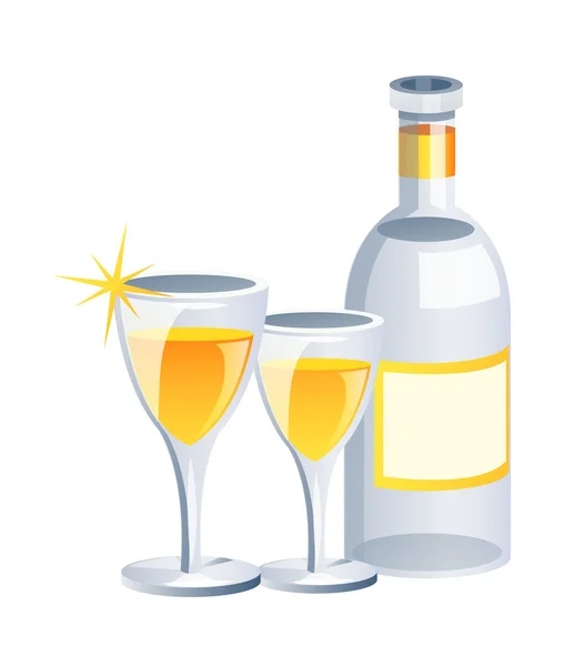 Icono vectorial vino y vidrio — Vector de stock