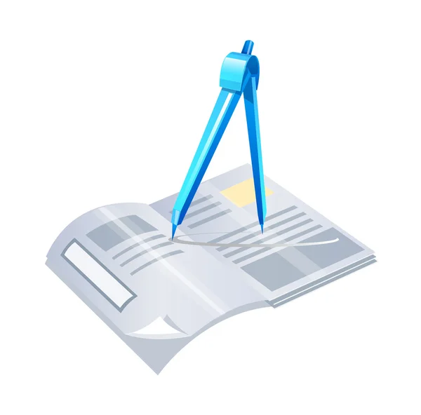 Vecteur icône journal et boussole — Image vectorielle