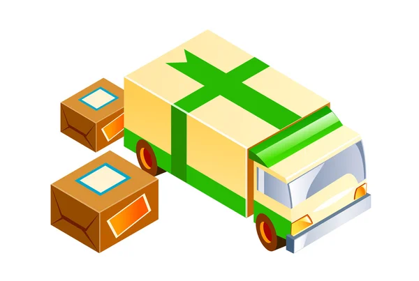 Vector caminhão ícone e pacote — Vetor de Stock