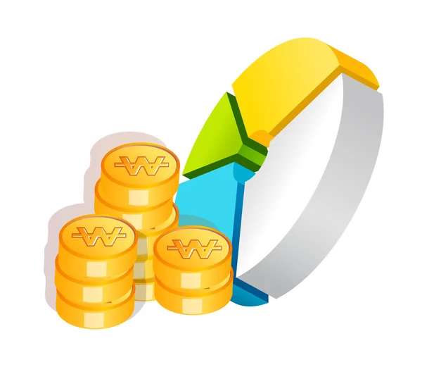 Vector icon pie graph and cash — Stock Vector
