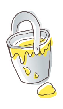 Bir kova sarı boya.