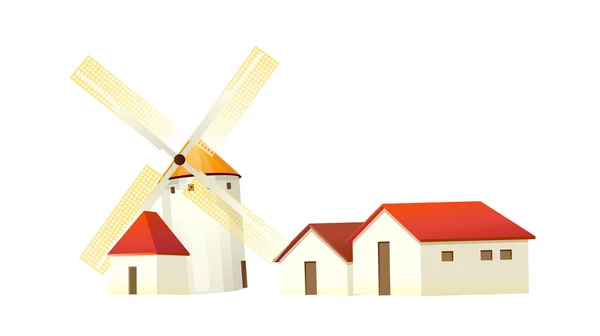 Vector icon windmill and house — Stock Vector