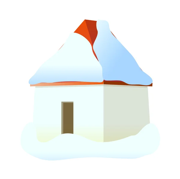 Maison icône vectorielle dans la neige — Image vectorielle