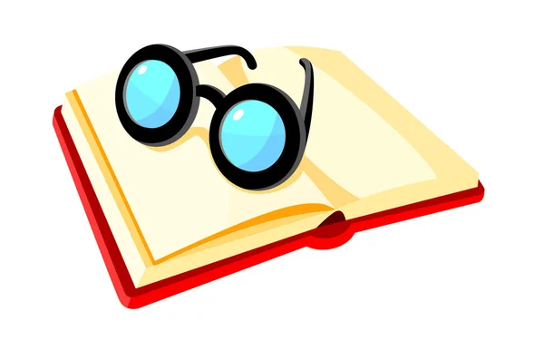 Vector icon book and glasses — Stock Vector