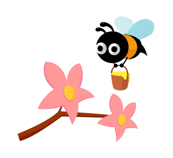 Vector icono flor y abeja — Archivo Imágenes Vectoriales