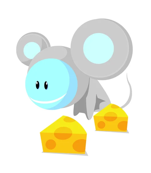 Icono ratón y queso — Vector de stock