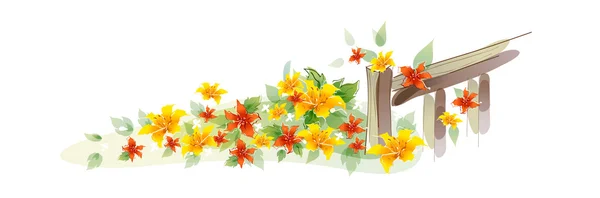 Flowers and fence — Stock Vector