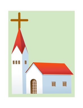 Açık yeşil arka planı üzerinde Kilise