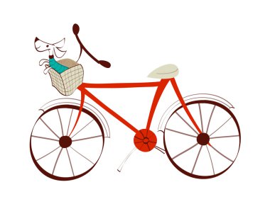 kırmızı bisiklet ve bir köpek