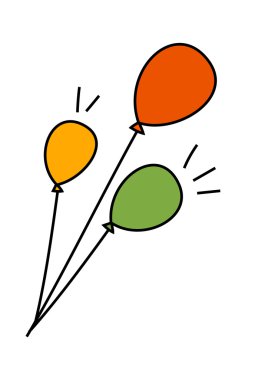 Turuncu, kırmızı, yeşil balonlar