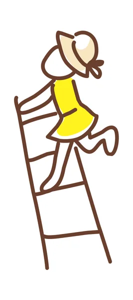 Girl on a ladder — Stock Vector