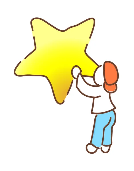 Chłopiec trzyma gwiazda — Wektor stockowy