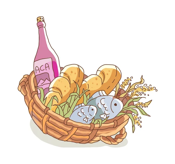 Basket with food — Stock Vector