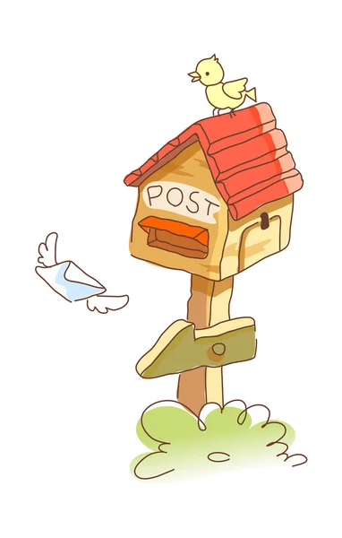 Caixa de correio e pássaro —  Vetores de Stock