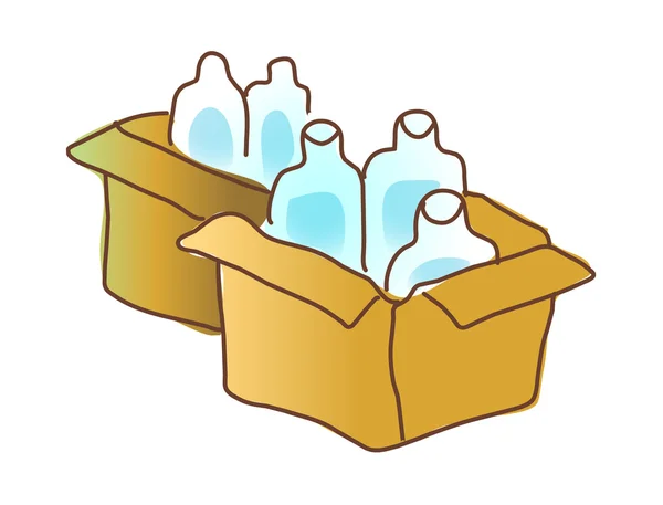 Box with bottles — Stock Vector
