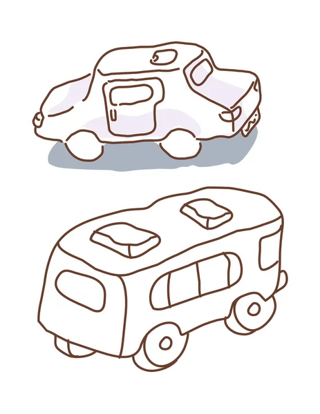 無色の車およびバス — ストックベクタ