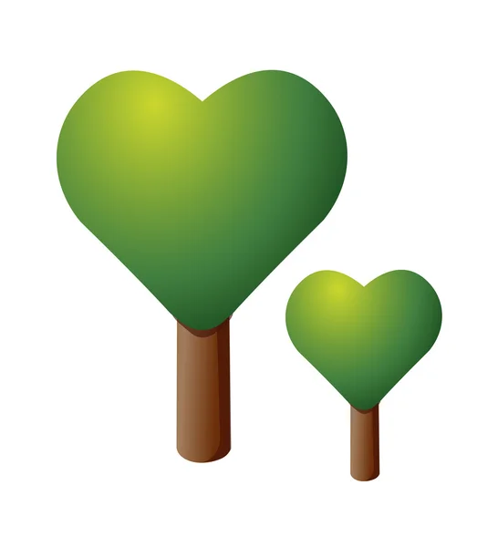 Зеленое сердце, дерево — стоковый вектор
