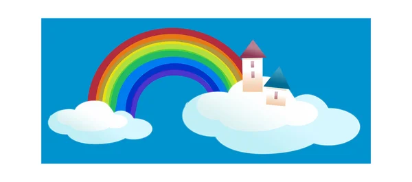 Arc-en-ciel et maison — Image vectorielle