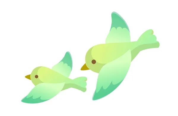 Aves verdes voam — Vetor de Stock