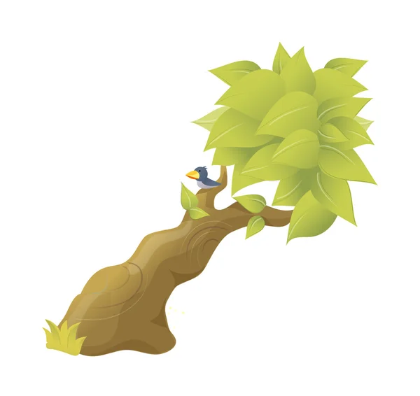 Groene boom en kraai — Stockvector