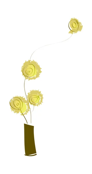 Flores amarillas en un jarrón — Vector de stock