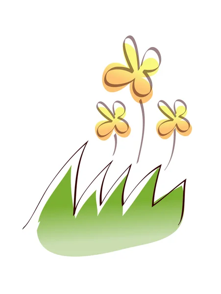 Blumen und Gras — Stockvektor