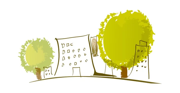 Maisons et arbres — Image vectorielle