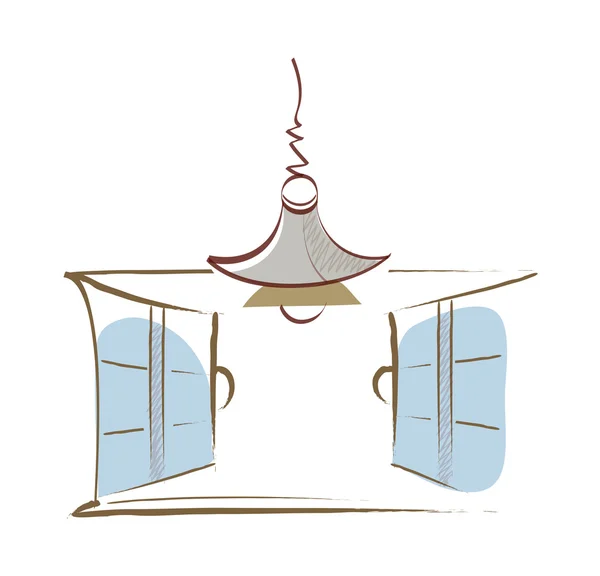 Fenêtre et lampe — Image vectorielle