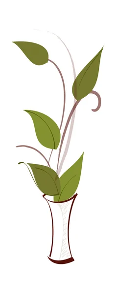 Planta verde en un jarrón — Vector de stock